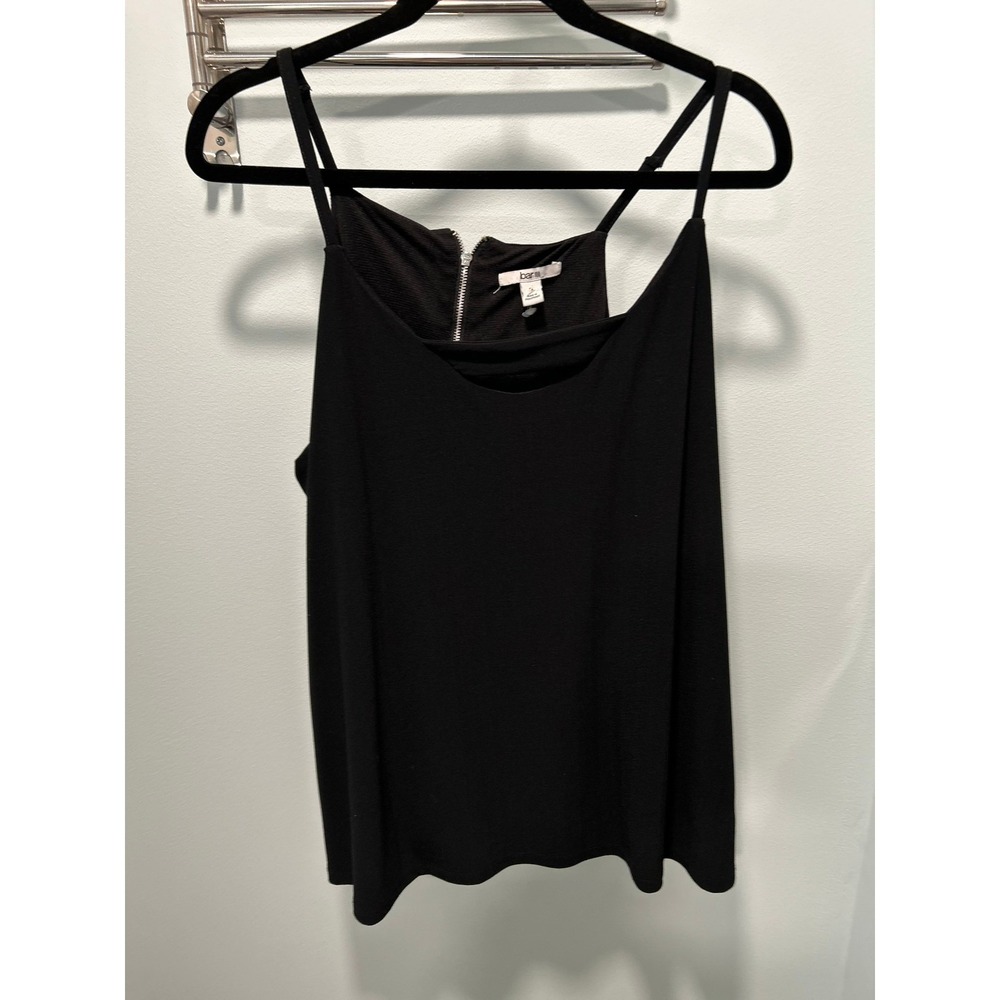 Bar III Camisole Tank Top Black 1X Minimalist Strappy Work Office Night Out